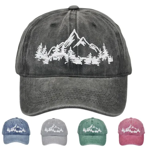 Vintage Gewaschene Baumwolle Baseballkappe Für Herren Damen Bergwald Stickerei Verstellbar Outdoor Sonnenhut Lässige Sportmütze