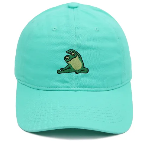 Dames Heren Katoenen Honkbalpet Cartoon Kikker Yoga Borduurwerk Zonnehoed Verstelbaar Zachte Top Outdoor Sport Casual Dad Hat