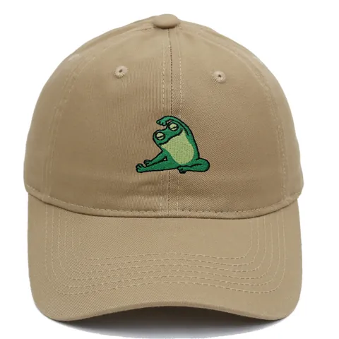 Dames Heren Katoenen Honkbalpet Cartoon Kikker Yoga Borduurwerk Zonnehoed Verstelbaar Zachte Top Outdoor Sport Casual Dad Hat