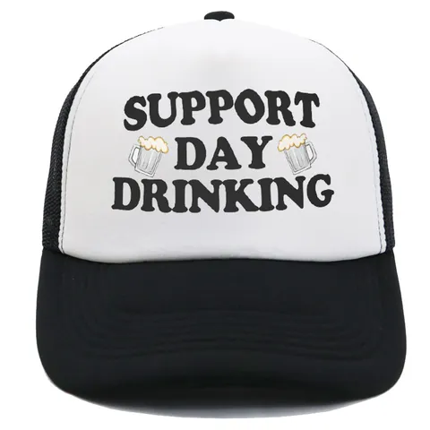 Καπέλο Trucker Support Day Drinking Αστείο Σύνθημα Αναπνεύσιμο Δίχτυ Μπέιζμπολ Πολυεστέρας Ρυθμιζόμενο Καπέλο Ήλιου για Άνδρες Γυναίκες Πάρτι