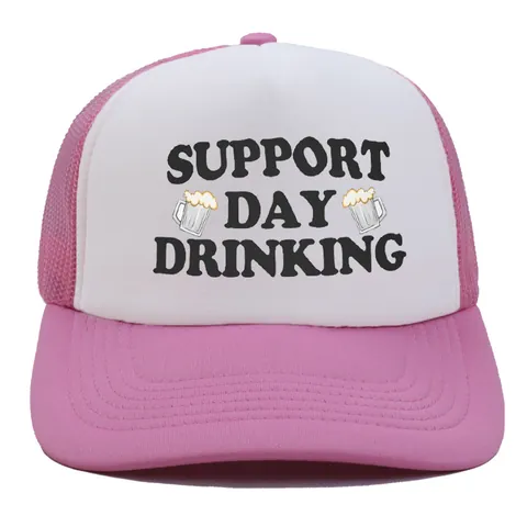 Καπέλο Trucker Support Day Drinking Αστείο Σύνθημα Αναπνεύσιμο Δίχτυ Μπέιζμπολ Πολυεστέρας Ρυθμιζόμενο Καπέλο Ήλιου για Άνδρες Γυναίκες Πάρτι