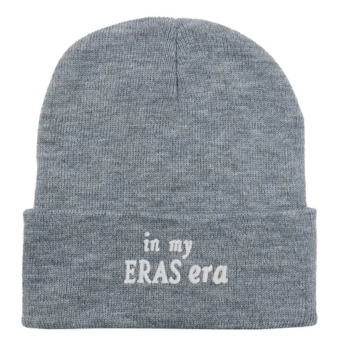 Embroidered In My ERAS Era Knit Beanie Soft Acrylic Winter Warm Hat Casual Cuff Skull Cap For Men Women Solid Color Outdoor Headwear