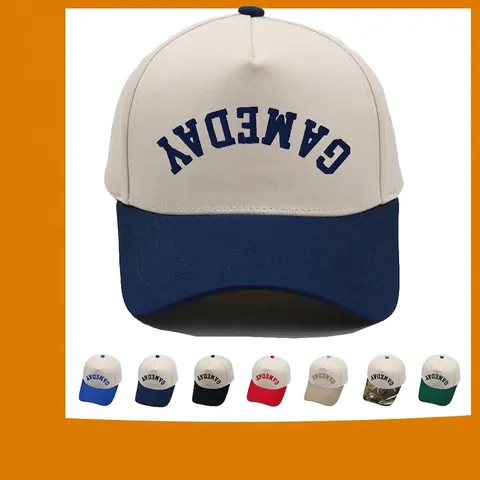 Berretto da Baseball in Cotone Casual Unisex Con Lettere Invertite Gameday Design Color Block Per Sport All'aperto