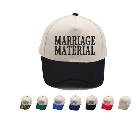 Vintage Cotton Trucker Hat Marriage Material Embroidery Baseball Cap Color Block Five Panel Adjustable Sun Hat For Unisex