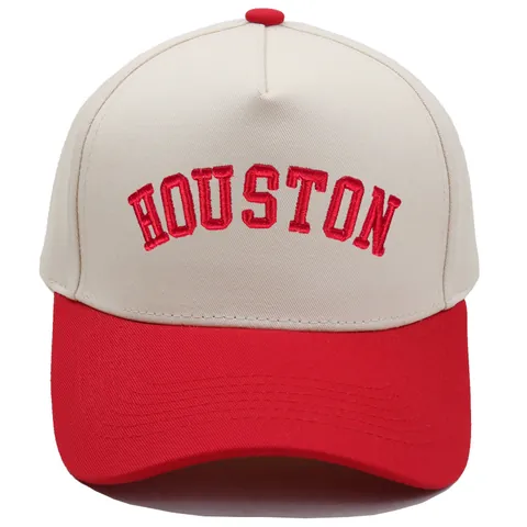 Gorra de Béisbol Houston Bordada en Color de Contraste Algodón Ajustable Retro Protección Solar al Aire Libre Street Style Dad Hat para Hombres Mujeres