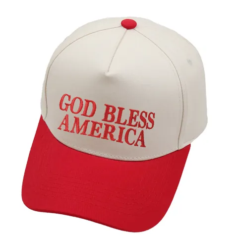 God Bless America Letter Embroidery Baseball Cap Cotton Patchwork Trucker Hat Outdoor Sun Protection Casual Adjustable Hat For Men Women