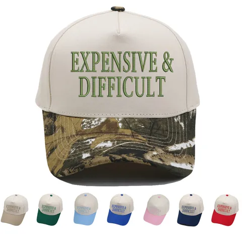 Cotton Embroidered Expensive Difficult Trucker Hat Colorblock Baseball Cap For Men Women Casual Sun Shade Sport Snapback Hat