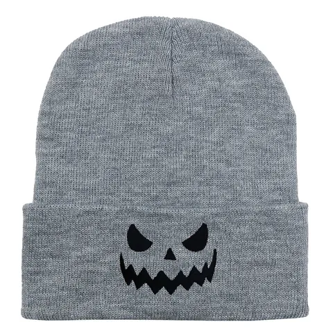 Berretto in Maglia Ricamato con Zucca di Halloween Cappello Invernale Caldo in Acrilico per Uomo Donna Accessorio per Feste