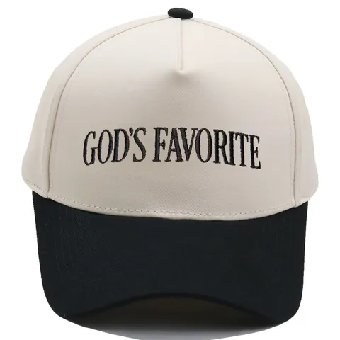 God's Favorite Geborduurde Katoenen Honkbalpet Mannen Vrouwen Casual Tweekleurig Gebogen Rand Zonnescherm Streetwear Trucker Hat