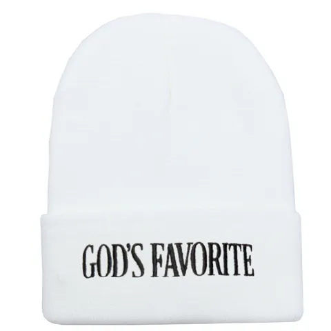 Berretto in Maglia Con Ricamo Lettere God's Favorite Caldo in Acrilico Con Risvolto Invernale Per Uomini Donne Casual