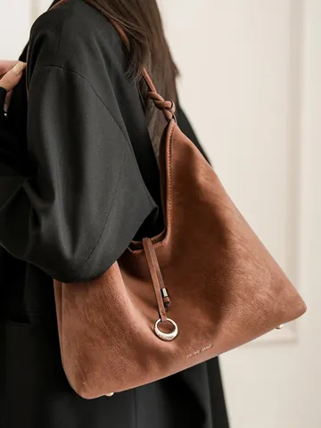 Dames Minimalistische Tote Bag Grote Capaciteit Mat PU Leer Geknoopte Riem Hobo Bag en Tasje Dagelijks Kantoor Retro Handtas
