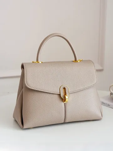 Dames PU-Leren Handtas Lychee Patroon Gouden Metalen Slot Crossbody Schoudertas Grote Capaciteit Kantoor Top-Handle Tas