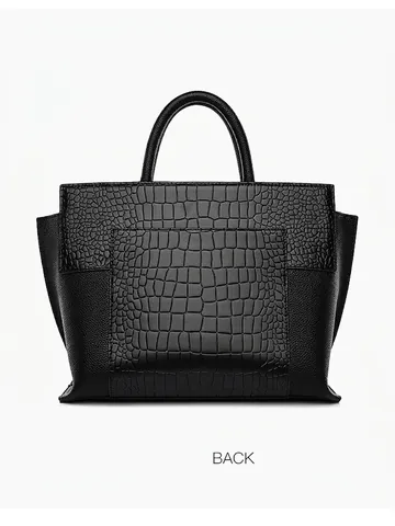 Women Vintage Crocodile Pattern PU Leather Tote Bag Large Capacity Patchwork Handbag With Detachable Strap For Office Daily Commute