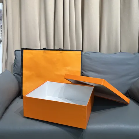 Juego de Cajas de Regalo Naranjas de Lujo Con Bolso de Mano a Juego Caja de Embalaje de Cartón de Alta Calidad Para Regalos Ropa Caja Grande Rectangular