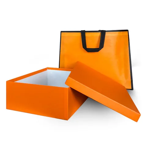 Juego de Cajas de Regalo Naranjas de Lujo Con Bolso de Mano a Juego Caja de Embalaje de Cartón de Alta Calidad Para Regalos Ropa Caja Grande Rectangular