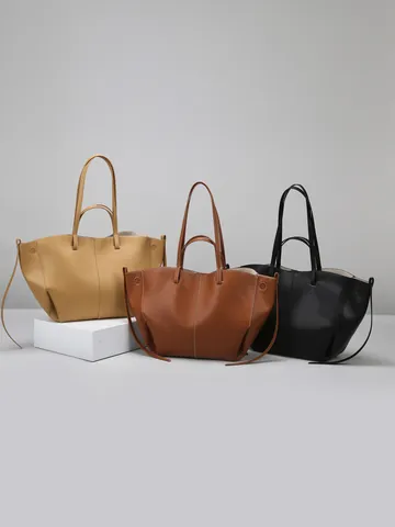 Bolso Tote de Cuero PU de Gran Capacidad para Mujer Bolso de Hombro Alado Pespunte en Contraste Minimalista Bolso de Diario