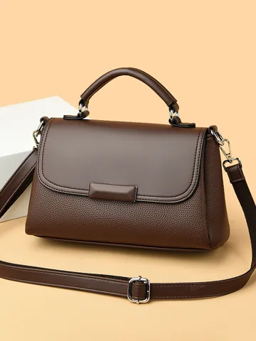 Dames Eenvoudige PU Leren Handtas Grote Capaciteit Crossbody Schoudertas Met Litchi Textuur Voor Dagelijks Werk