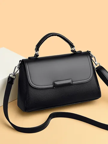 Dames Eenvoudige PU Leren Handtas Grote Capaciteit Crossbody Schoudertas Met Litchi Textuur Voor Dagelijks Werk