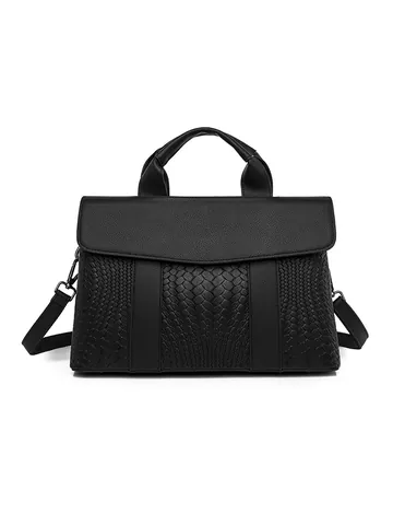 Große Kapazität PU Leder Gewebte Handtasche Für Damen Vintage Litschi Muster Top Griff Schulter Crossbody Umhängetasche