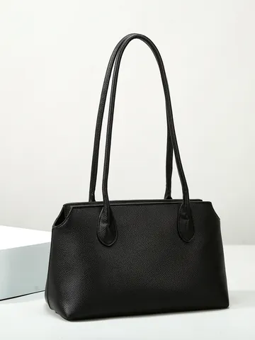 Grote Capaciteit Kiezelstructuur PU Leren Schoudertas Voor Dames Minimalistische Mode Tote Bag Voor Woon-werkverkeer