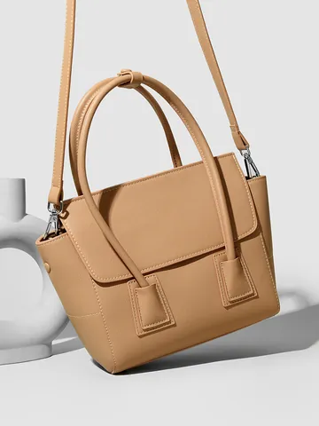 Bolso de Mano para Mujer de Cuero PU Saffiano Gran Capacidad Bolso de Bandolera con Tapa Urbano Minimalista para Viaje Mujer