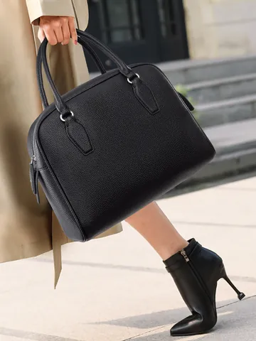 Dames Grote Capaciteit Litchi Korrel PU Leer Tote Handtas Minimalistisch Vintage Boston Tas Voor Woon-werkverkeer Zakelijke Mode Tassen