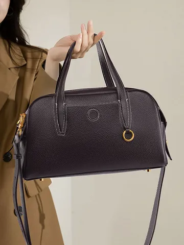 Bolso de Mano Vintage Boston para Mujer con Patrón de Lichi en Cuero PU Bolso con Asa Superior de Gran Capacidad Bolso de Hombro para Viaje
