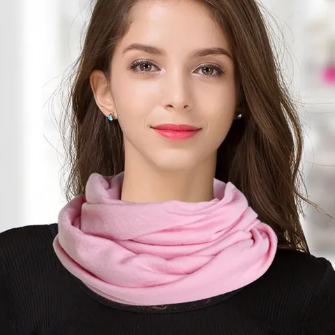 Dames 100% Puur Wollen Gebreide Col Veelzijdige Superfijne Australische Wol Dubbele Cirkel Nekwarmer Effen Kleur Wintersjaal