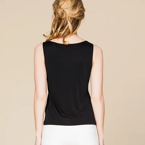 Women 100% Mulberry Silk Tank Top Round Neck Sleeveless Loose Fit Asymmetrical Hem Casual Basic Solid Color Summer Vest Top