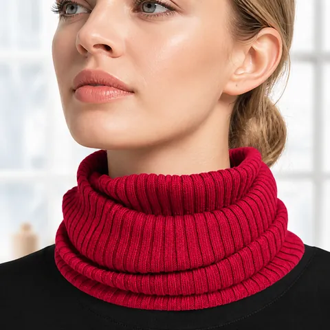 85% Silk 15% Cashmere Knitted Neck Warmer Ribbed Snood Scarf For Men Women Winter Warm Windproof Outdoor Cycling Neck Gaiter