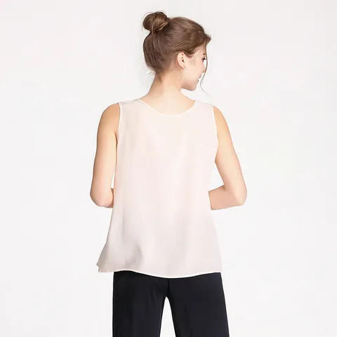 Canotta in Pura Seta di Gelso Donna Girocollo Senza Maniche Camicetta Casual Tinta Unita Top Estivo