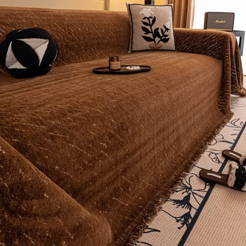 Thick Imitation Mink Velvet Sofa Cover Starry Pattern Plush Sofa Throw With Tassels Protective Sofa Slipcover Home Decor