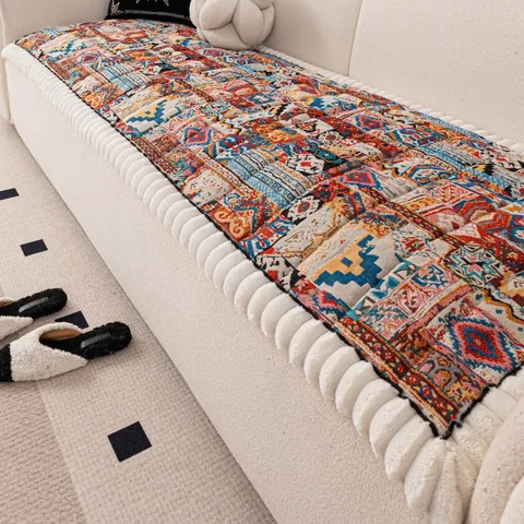 Bohemian Ethnic Style Thickened Non-Slip Sofa Cushion American Country Geometric Totem Pattern Polycotton Washable Sofa Cover