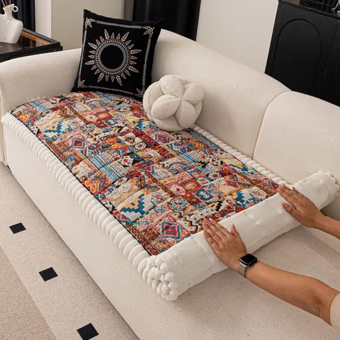 Bohemian Ethnic Style Thickened Non-Slip Sofa Cushion American Country Geometric Totem Pattern Polycotton Washable Sofa Cover