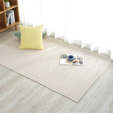 Modern Yarn Dyed Cotton Quilted Multi Purpose Mat Non Slip Soft Breathable Area Rug For Living Room Bedroom Office Floor Decor