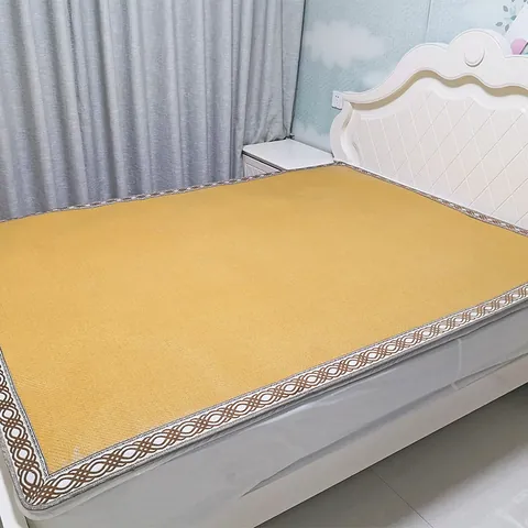 Indonesische Rattan Sommer Kühlmatte Atmungsaktive Gewebte Matratzenauflage Natürliche Textur Für Schlafzimmer Smaragdgrün Blumengrau Dunkelgrün