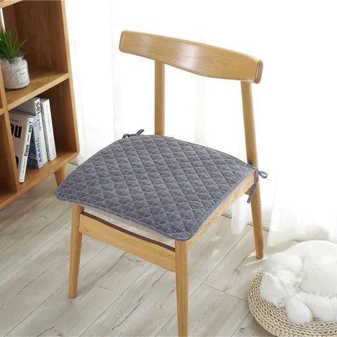 Quilted Cotton Chair Pad Square Seat Cushion With Ties Non-Slip Soft Breathable Dining Room Office Chair Mat Home Decor