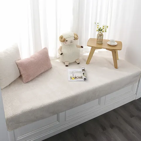 Modern Thickened Lamb Wool Bay Window Mat Non-Slip Plush Tatami Cushion For Balcony Bedroom Solid Color Home Decor Sitting Pad