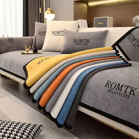 Chenille Non-slip Sofa Cushion Cover Cushion Pillowcase Modern Solid Color Furniture Protector Soft Thick Seat Pad For Sectional Sofa Living Room Decor