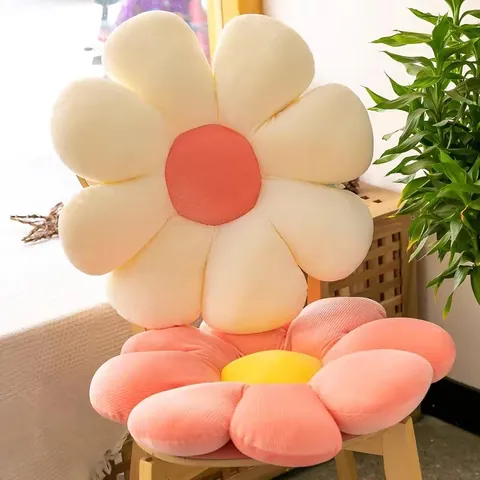Modern Sunflower Shape Plush Cushion Corduroy Flower Petal Seat Pillow Decorative Soft Throw Pillow For Sofa Bedroom Living Room Home Decor