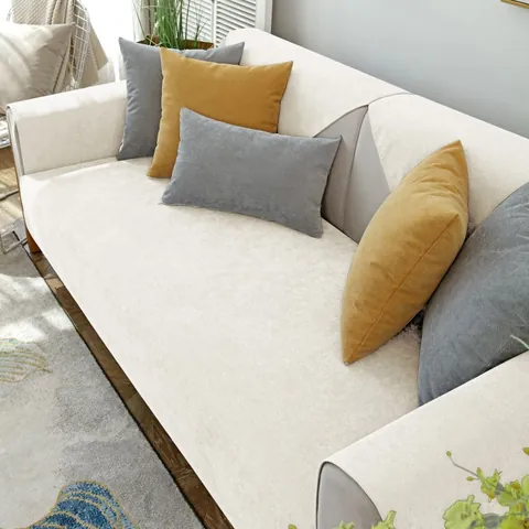 Alfombra De Sofá Impermeable De Pana Minimalista Protector Muebles Antideslizante Mascotas Lavable Color Sólido Moderno