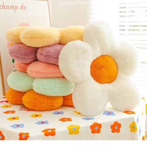 Cojín de Peluche con Forma de Flor Estilo Nórdico Ins Piel de Conejo Sintética Suave Almohada Decorativa para Sofá Dormitorio