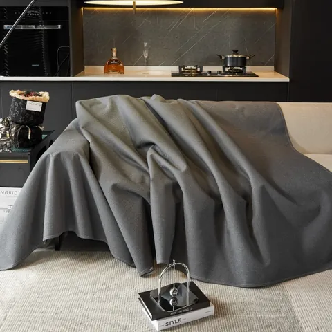 Nordic Fashion Waffle Weave Sofa Cover Waterproof Non-Slip Polyester Sofa Towel Minimalist Solid Color Furniture Protector Throw