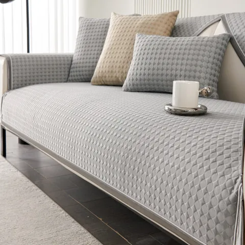 Cojín de Sofá de Seda de Hielo Refrescante de Verano Protector de Muebles Acolchado de Color Sólido Antideslizante Transpirable Lavable Sala de Estar Serie Starry