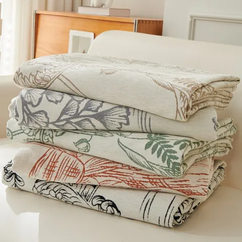 Chenille Lily of the Valley Sofa Cover Floral Jacquard Sofa Throw Blanket With Tassels Dustproof Sofa Protector Home Decor
