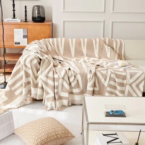 Copridivano in Ciniglia Bohémien Con Nappe Coperta Jacquard Geometrica per Divano Arredamento Casa Moderno Minimalista
