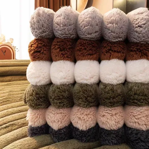 Thickened Faux Rabbit Fur Sofa Cushion Anti-Slip Plush Sofa Cover Cream Style Ribbed Furniture Protector For Living Room Winter Warmth