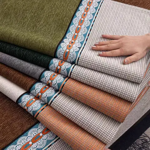 Cojín de Sofá de Aleación Chenilla Lujo Francés Moderno Antideslizante Cuatro Estaciones Funda de Sofá a Rayas Para Decoración del Hogar