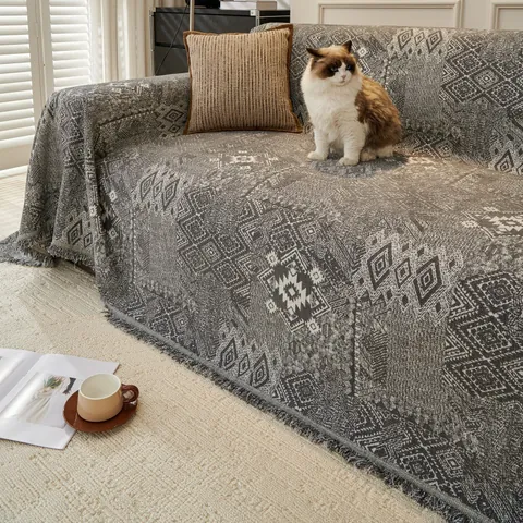 Böhmisch Chenille Sofa Überwurf Handtuch Geometrisch Jacquard Decke Mit Quasten Schutzhülle Für Wohnzimmer Heimdeko