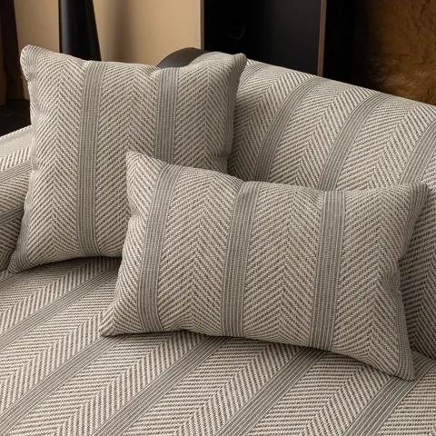 Japanese Style Imitation Linen Sofa Cushion Nordic Minimalist Herringbone Striped Anti-Slip Sofa Slipcover Furniture Protector